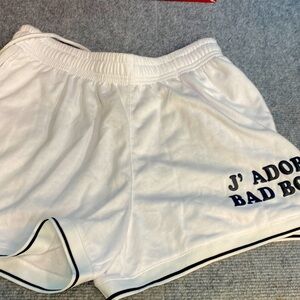 Nwt drawstring I love bad boys in French white with trim in black